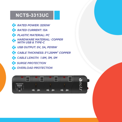 NCTS HIGH QUALITY POWER STRIP NCTS-3313UC