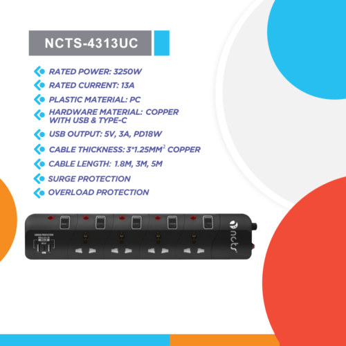 NCTS HIGH QUALITY POWER STRIP NCTS-4313UC